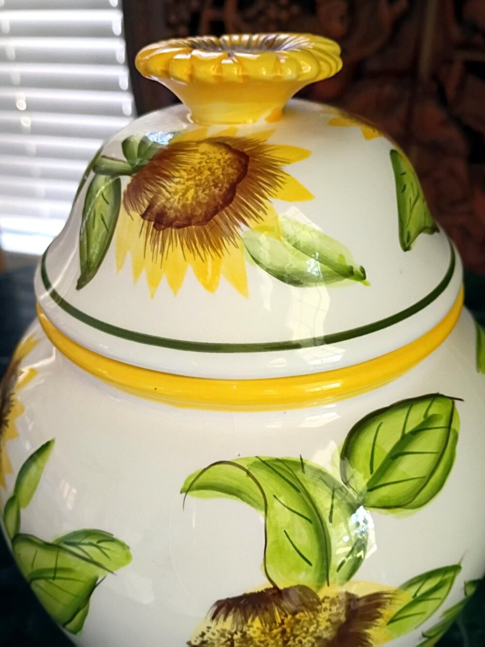 Nonni's Tuscan Large Sunflower Hand painted Ceramic Biscotti Cookie Jars Set - Picture 6 of 11